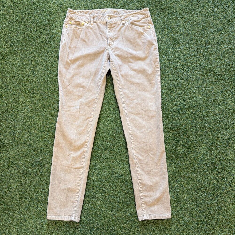 MICHAEL KORS pants Women’s size 6 tan corduroy stretch logo on butt Skinny Fit
